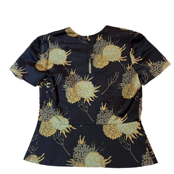 Women's Jill Stuart Silk Blend Navy Floral Top Size 0 - Picture 3 of 5